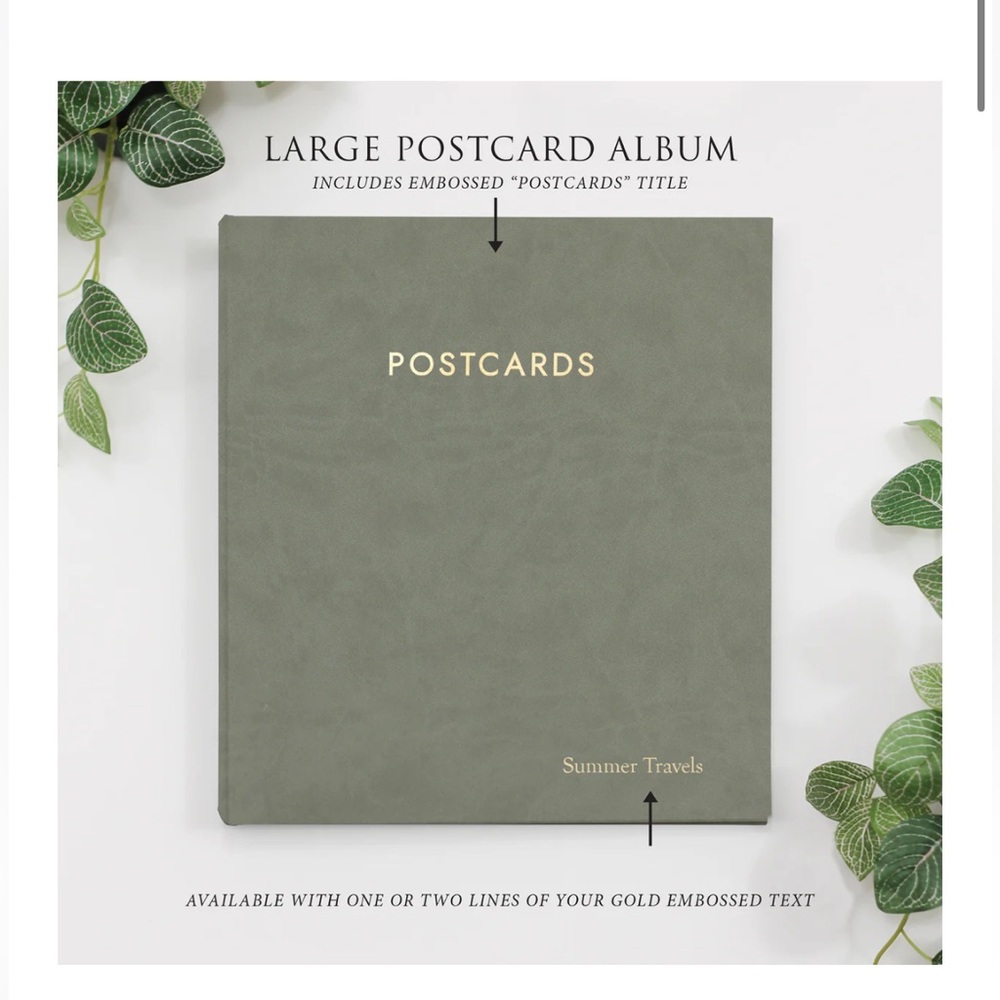 Green Postcards Album with Gold Embossing